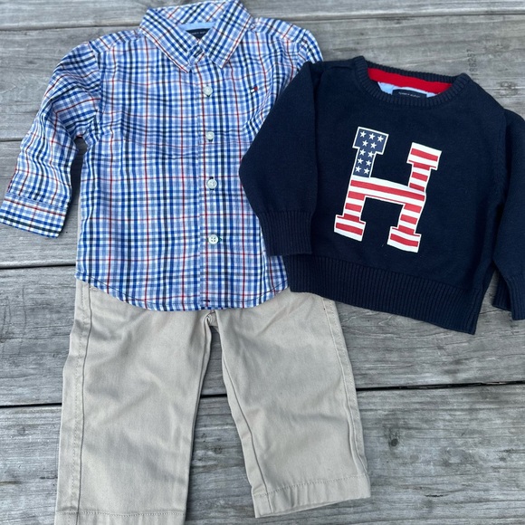 Tommy Hilfiger Other - Tommy Hilfiger Baby Boy | 3 PC Set | Crewneck sweatshirt, khakis and long sleeve